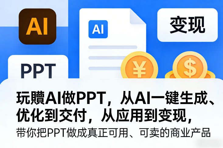 玩賺AI做PPT，从AI一键生成、优化到交付，从应用到变现，带你把PPT做成真正可用、可卖的商业产品-海之城短剧项目