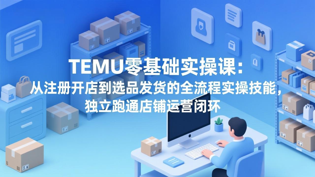 TEMU零基础实操课：从注册开店到选品发货的全流程实操技能，独立跑通店铺运营闭环-海之城短剧项目