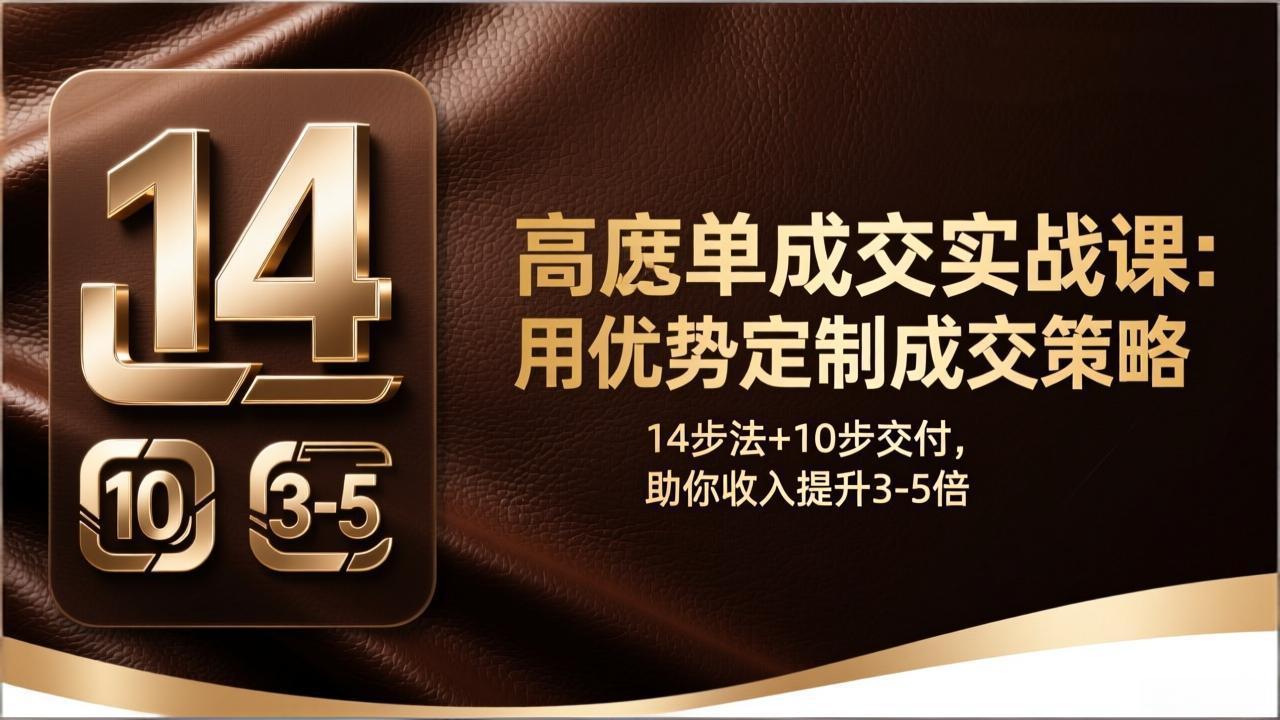 高客单成交实战课：用优势定制成交策略，14步法+10步交付，助你收入提升3-5倍-海之城短剧项目
