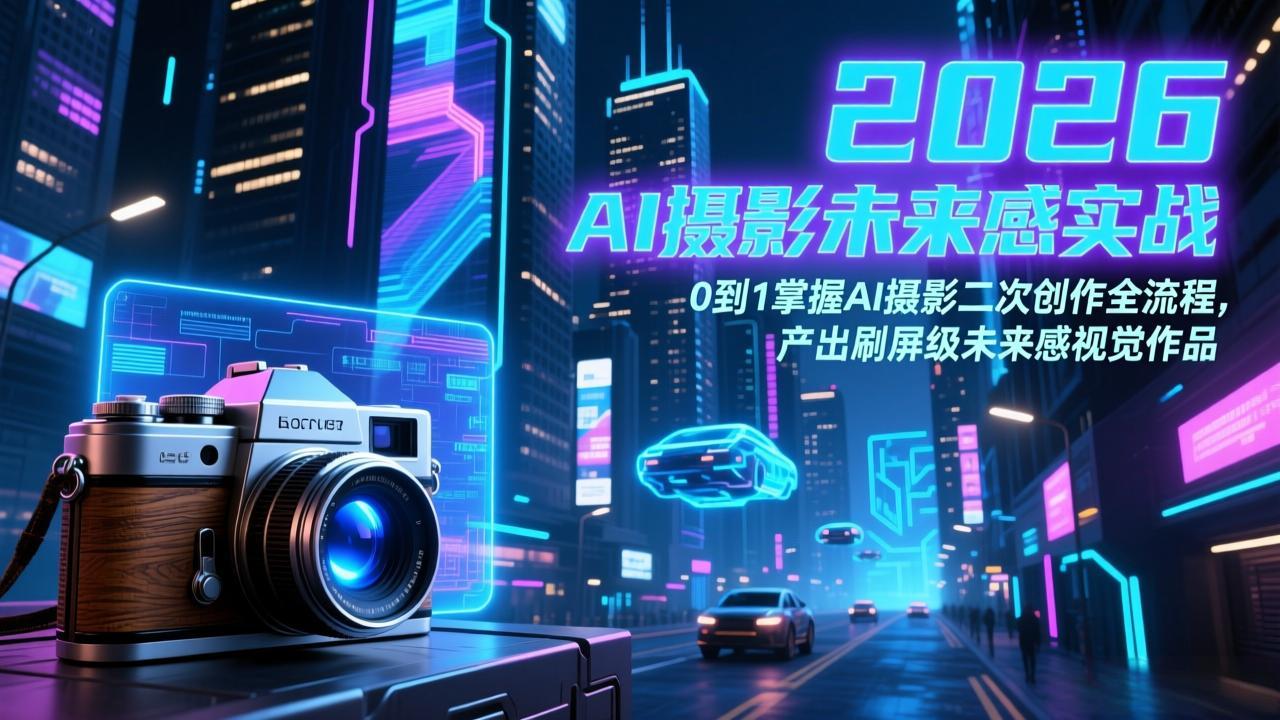 2026 AI摄影未来感实战：0到1掌握AI摄影二次创作全流程，产出刷屏级未来感视觉作品-海之城短剧项目