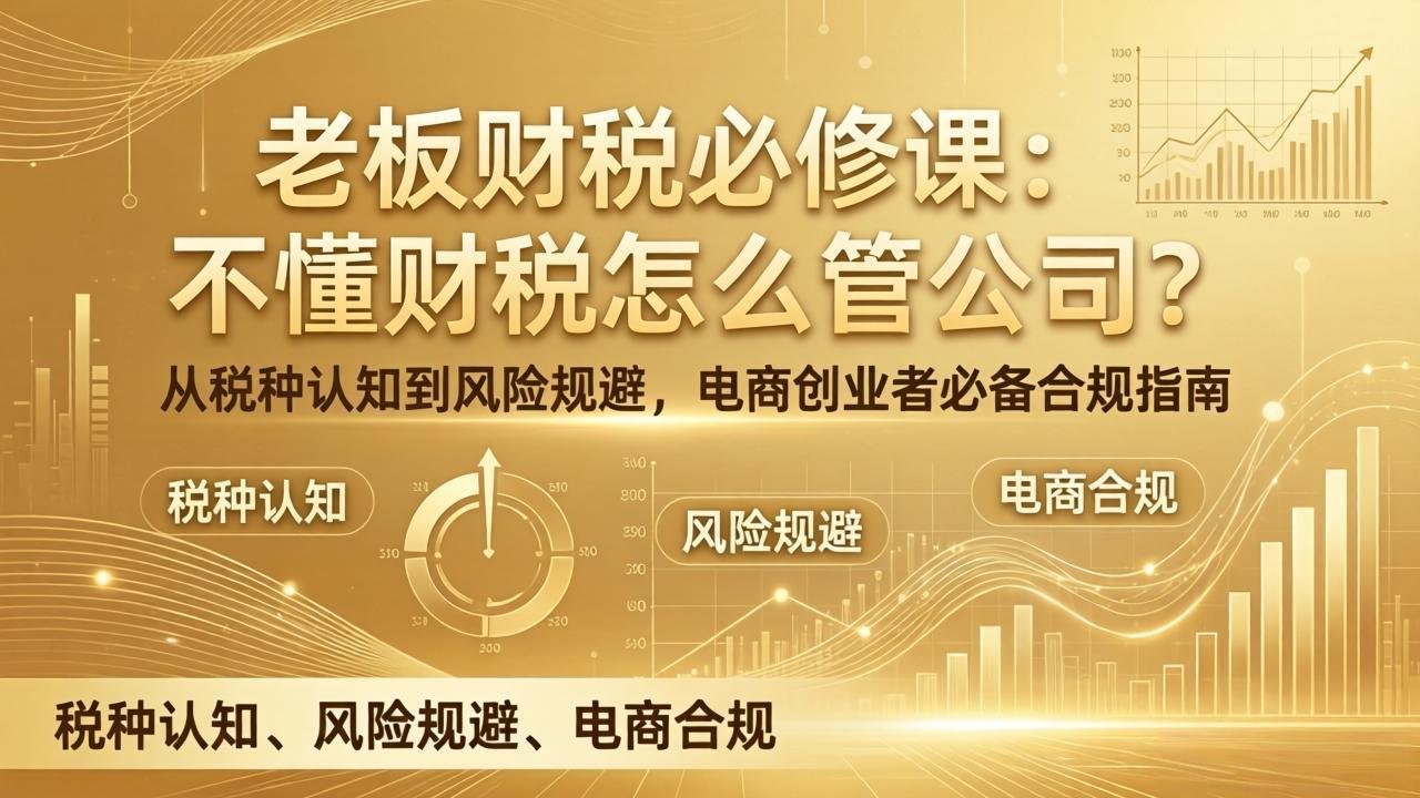 老板财税必修课：不懂财税怎么管公司？从税种认知到风险规避，电商创业者必备合规指南-海之城短剧项目