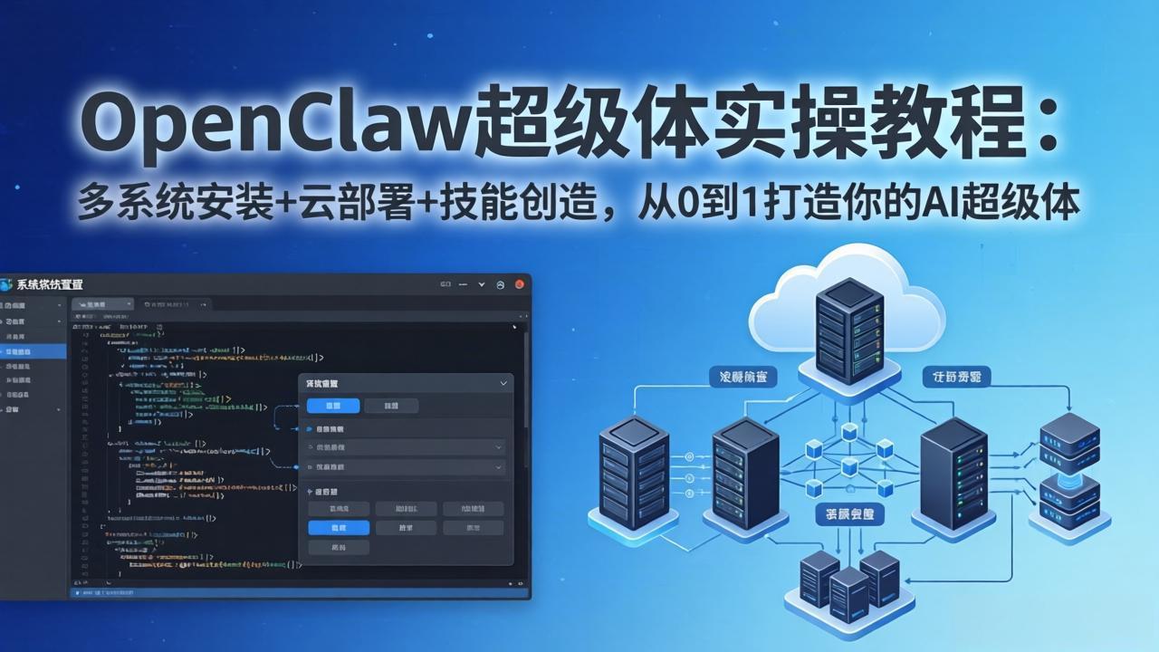OpenClaw-小龙虾 超级体实操教程：多系统安装+云部署+技能创造，从0到1打造你的AI超级体-海之城短剧项目