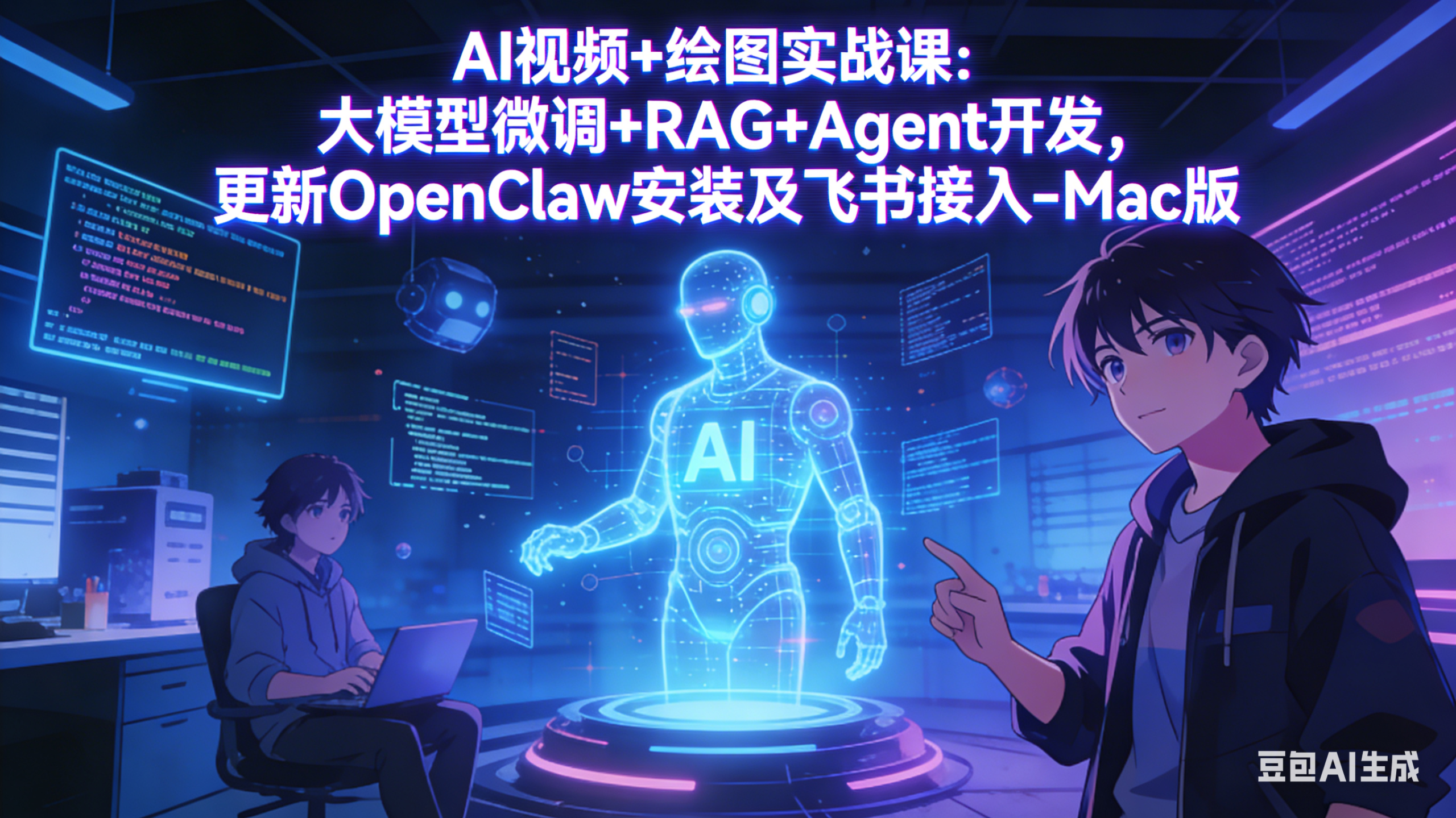 AI视频+绘图实战课：大模型微调+RAG+Agent开发，更新OpenClaw安装及飞书接入-Mac版-海之城短剧项目