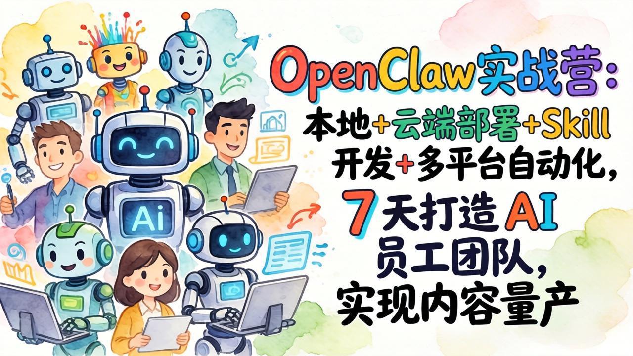OpenClaw实战营：本地+云端部署+Skill开发+多平台自动化，7 天打造 AI 员工团队，实现内容量产-海之城短剧项目
