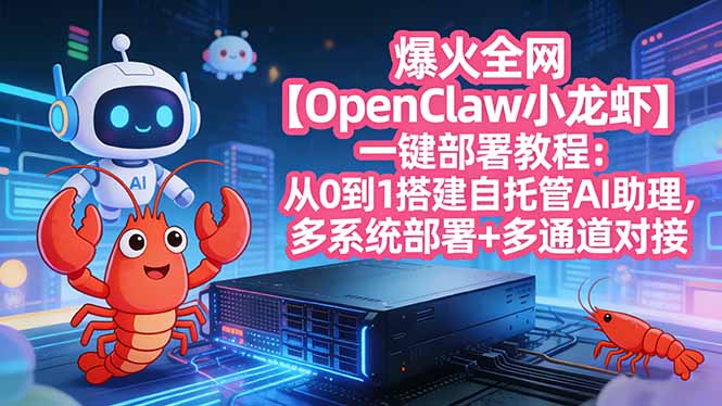 爆火全网【OpenClaw 小龙虾】一键部署教程：从0到1搭建自托管AI助理，多系统部署+多通道对接-海之城短剧项目