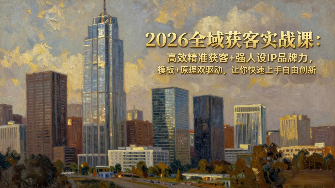 2026全域获客实战课：高效精准获客+强人设IP品牌力，模板+原理双驱动，让你快速上手自由创新-海之城短剧项目