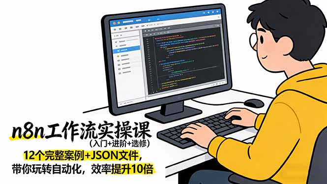 n8n工作流实操课（入门+进阶+选修）12个完整案例+JSON文件，带你玩转自动化，效率提升10倍-海之城短剧项目