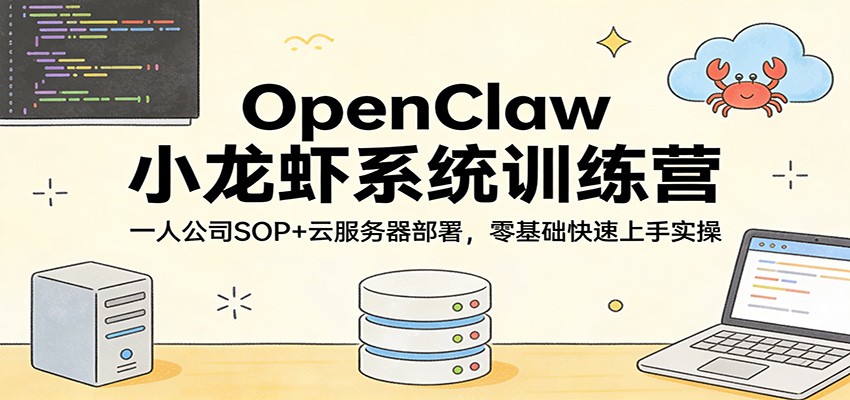 OpenClaw小龙虾系统训练营：一人公司SOP，云服务器部署，零基础快速上手实操-海之城短剧项目