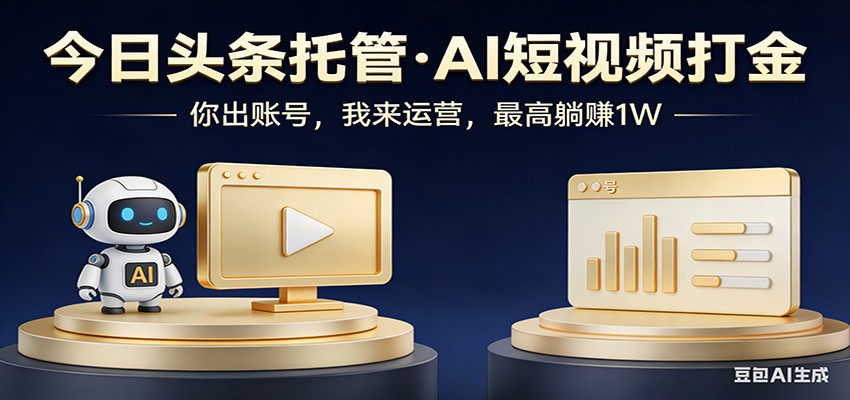 头条号AI托管，我提供作品，你提供账号，每天5分钟发布，小白躺赚3000+-海之城短剧项目