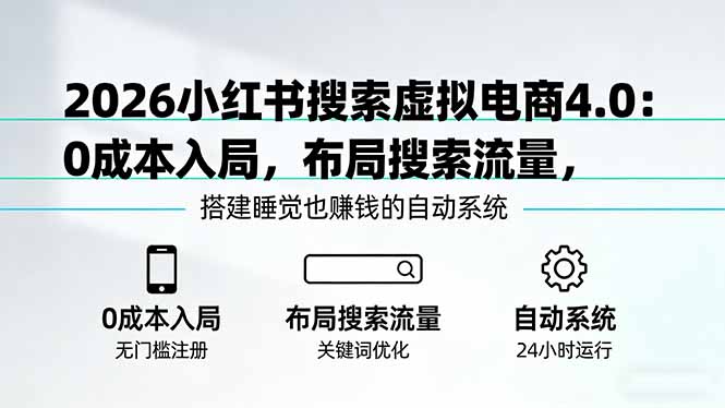 2026小红书搜索虚拟电商4.0：0成本入局，布局搜索流量，搭建睡觉也赚钱的自动系统-海之城短剧项目