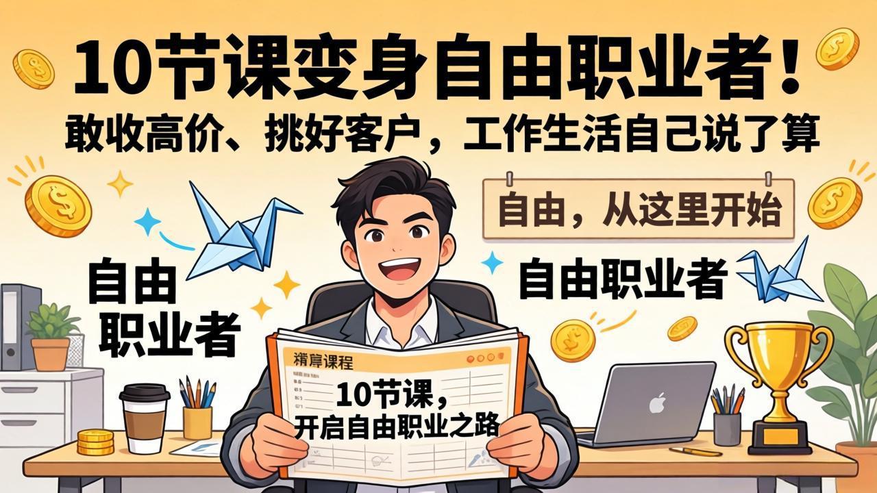 10 节课变身自由职业者！敢收高价、挑好客户，工作生活自己说了算-海之城短剧项目