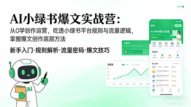 AI 小绿书爆文实战营：从0学创作运营，吃透小绿书平台规则与流量逻辑，掌握爆文创作底层方法-海之城短剧项目
