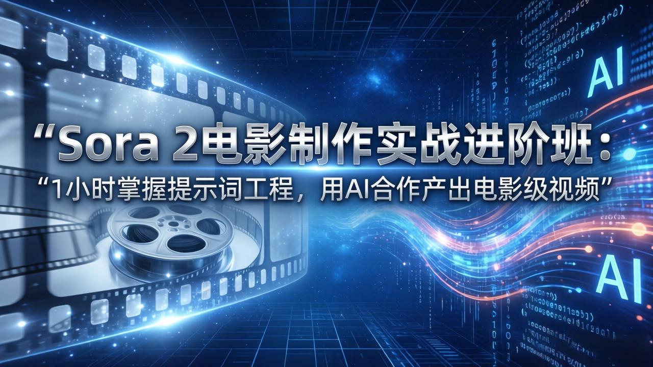 Sora 2电影制作实战进阶班：1小时掌握提示词工程，用AI合作产出电影级视频-海之城短剧项目