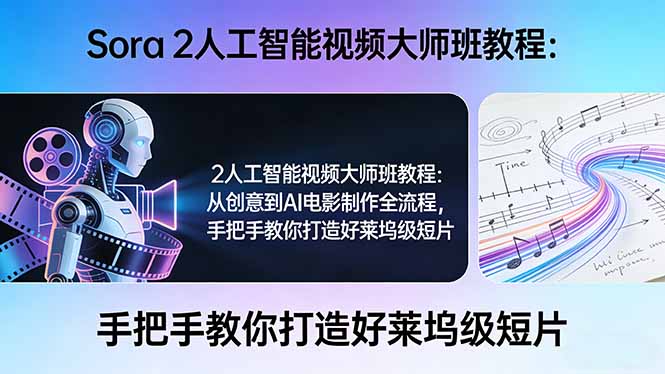 Sora 2人工智能视频大师班教程：从创意到AI电影制作全流程，手把手教你打造好莱坞级短片-海之城短剧项目