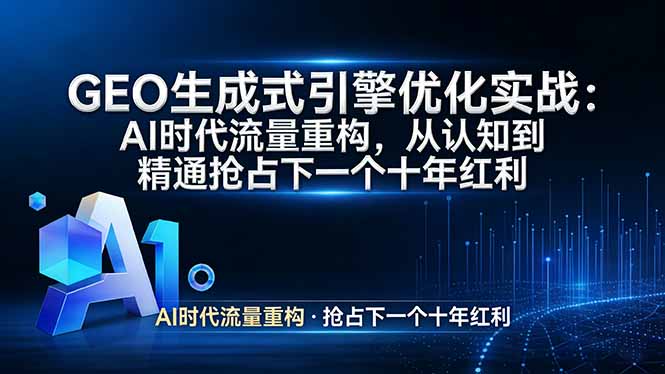 GEO 生成式引擎优化实战：AI时代流量重构，从认知到精通抢占下一个十年红利-海之城短剧项目