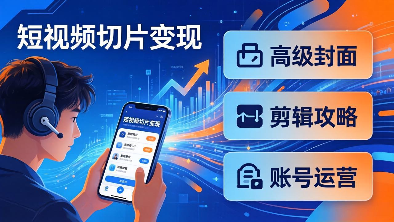 短视频切片变现速成班2.0：高级封面+剪辑攻略+账号运营，0基础小白快速入局副业-海之城短剧项目