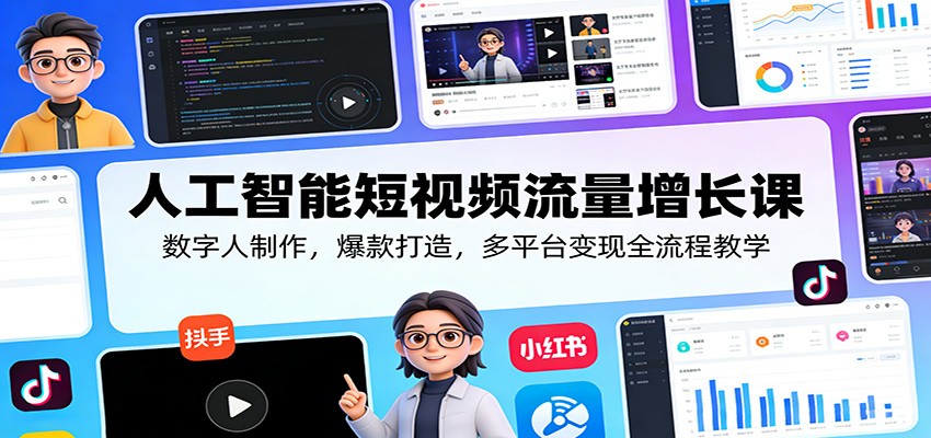 人工智能短视频流量增长课：数字人制作，爆款打造，多平台变现全流程教学-海之城短剧项目