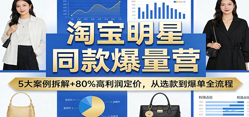 淘宝明星同款爆量营：5大案例拆解+80%高利润定价，从选款到爆单全流程-海之城短剧项目
