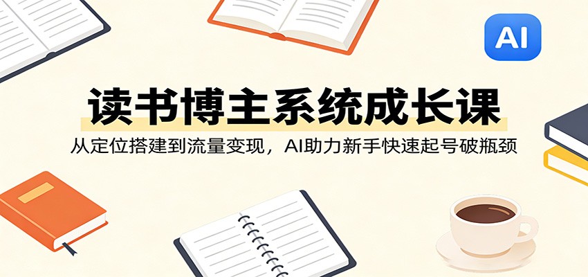 读书博主系统成长课：从定位搭建到流量变现，AI助力新手快速起号破瓶颈-海之城短剧项目
