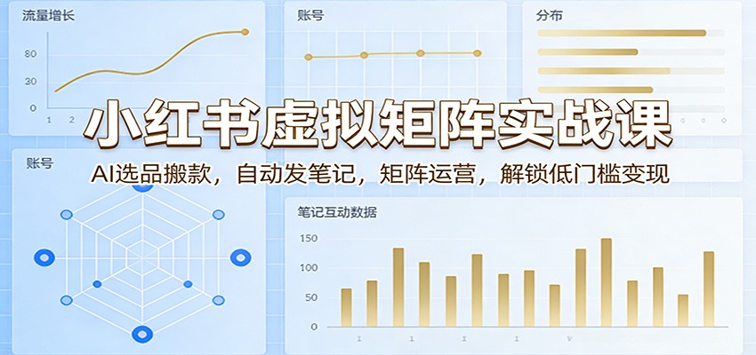 小红书虚拟矩阵实战课：AI选品搬款，自动发笔记，矩阵运营，解锁低门槛变现-海之城短剧项目