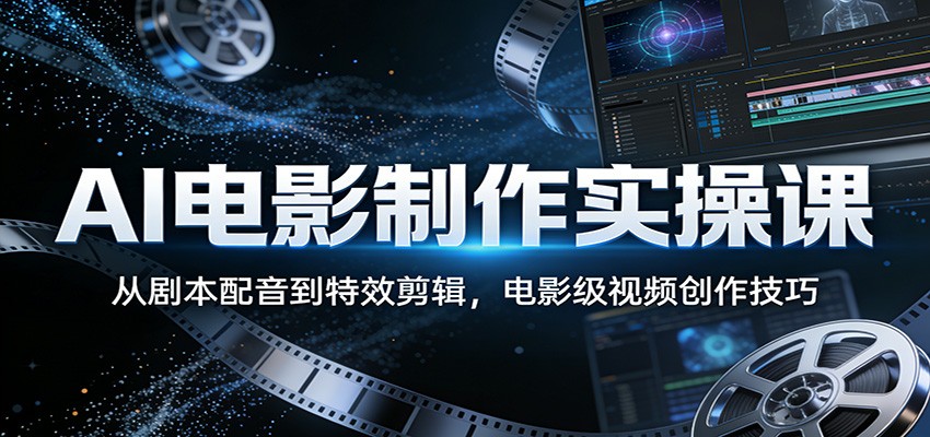 AI电影制作实操课：从剧本配音到特效剪辑，电影级视频创作技巧-海之城短剧项目