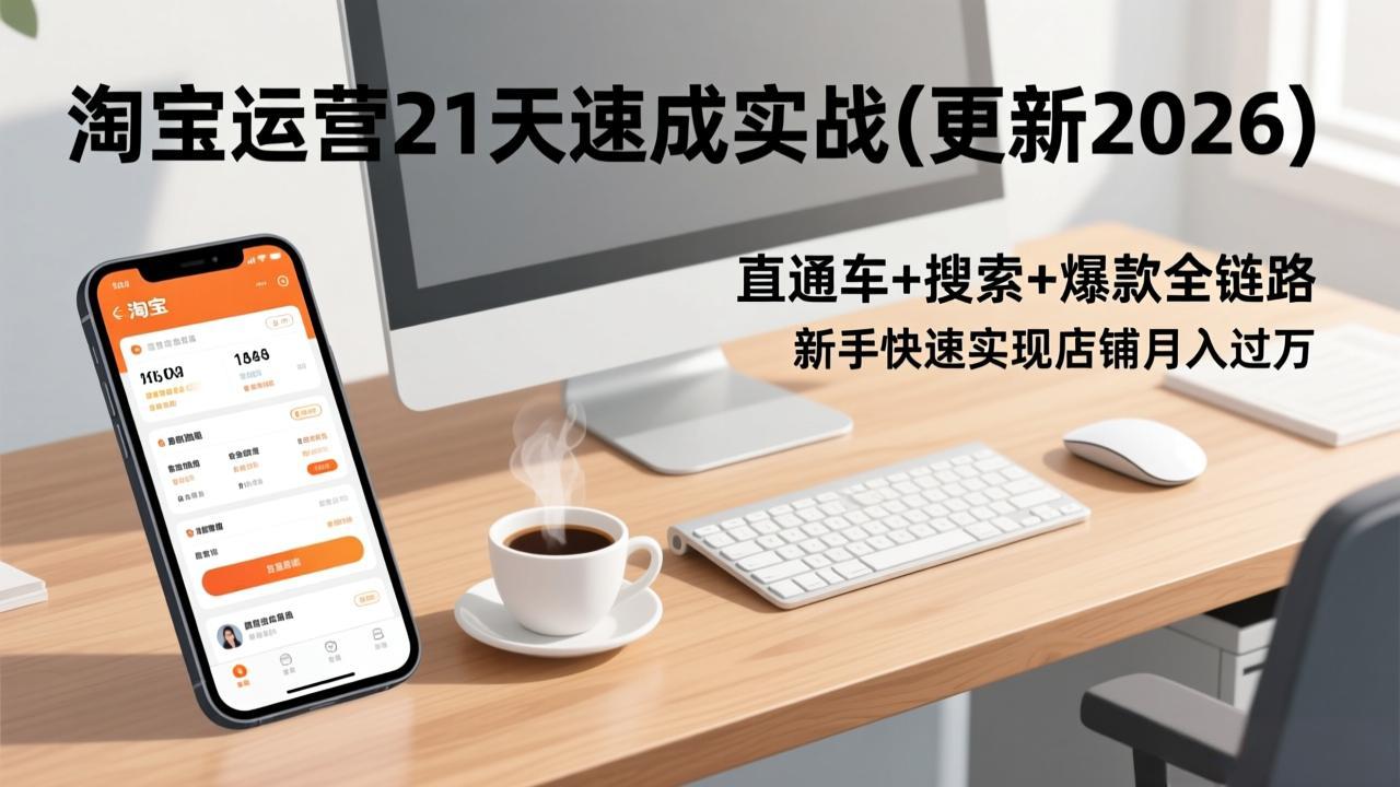 淘宝运营21天速成实战(更新3月)，直通车+搜索+爆款全链路，新手快速实现店铺月入过万-海之城短剧项目