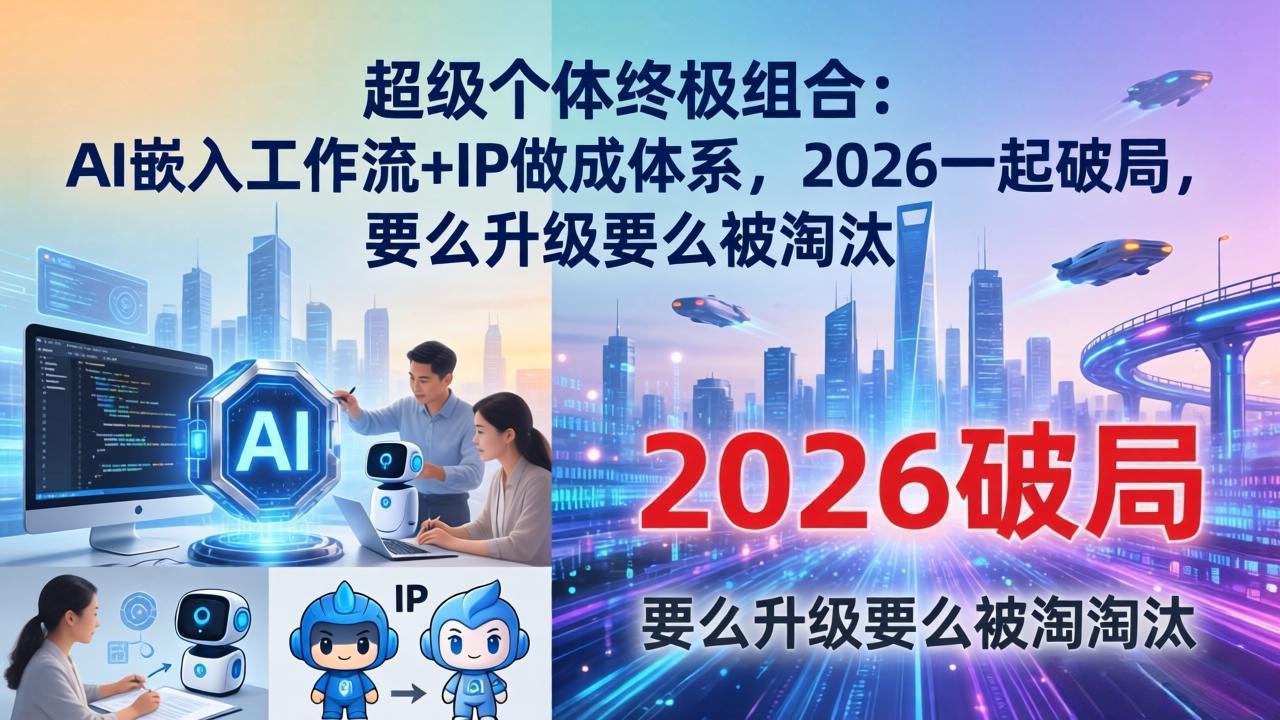 超级个体终极组合-更新：AI嵌入工作流+IP做成体系，2026一起破局，要么升级要么被淘汰-海之城短剧项目