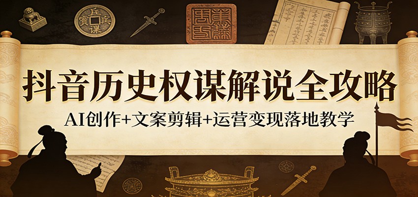 抖音历史权谋解说全攻略：AI创作+文案剪辑+运营变现落地教学-海之城短剧项目