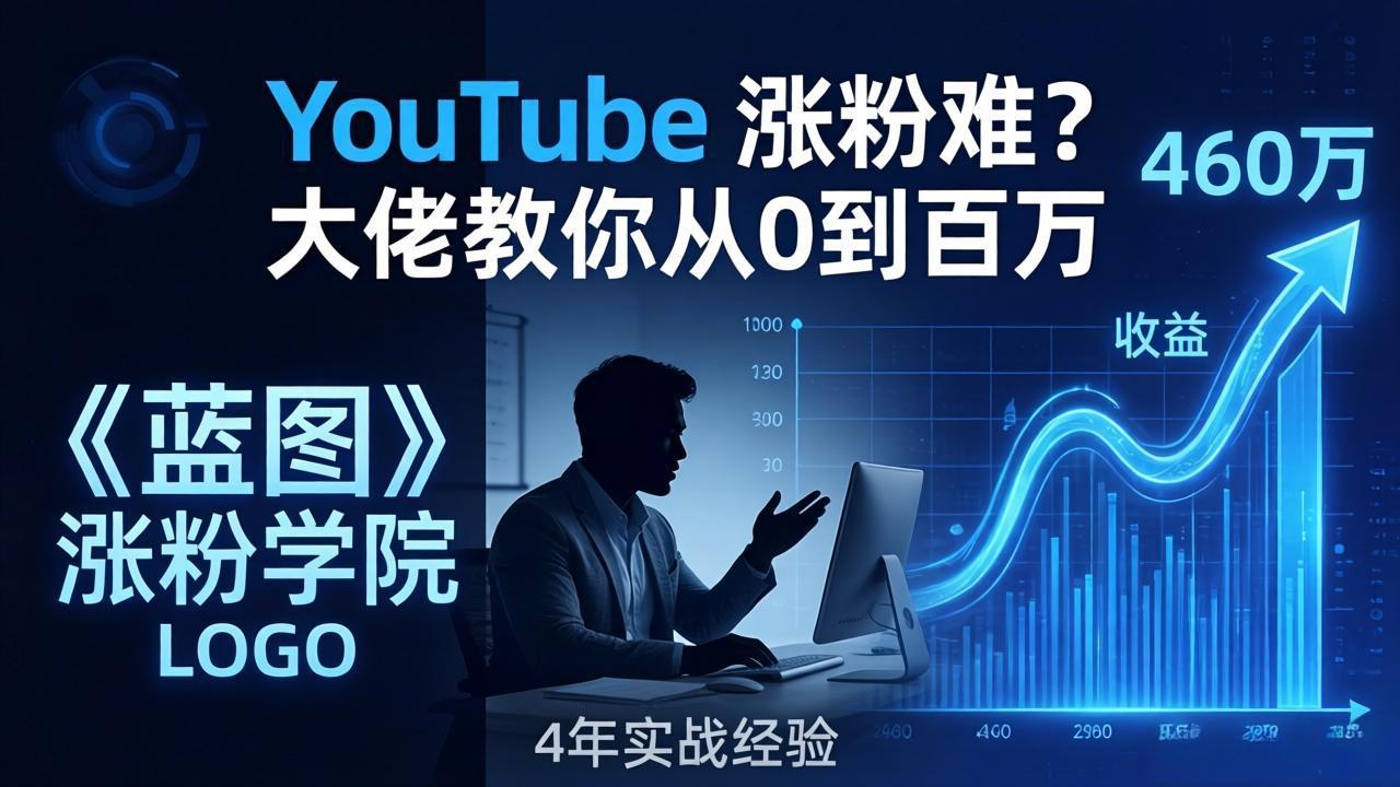 YouTube 涨粉难？《蓝图涨粉学院》：4 年赚 460 万的大佬教策略，从0到百万有路径！-海之城短剧项目