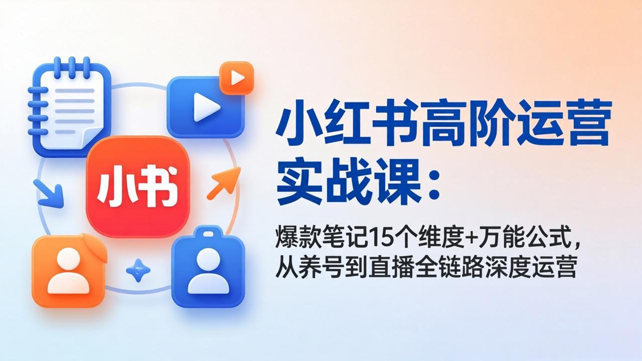 小红书高阶运营实战课：爆款笔记15个维度+万能公式，从养号到直播全链路深度运营-海之城短剧项目