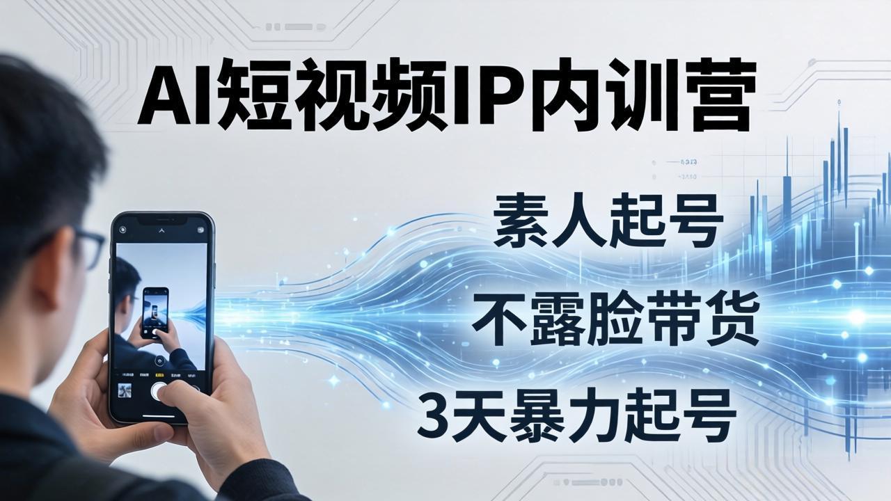 2026AI短视频IP内训营：从素人起号到不露脸带货，3天暴力起号全流程拆解-海之城短剧项目
