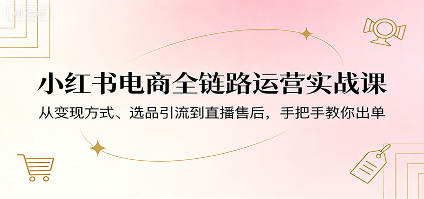 小红书电商全链路运营实战课：从变现方式、选品引流到直播售后，手把手教你出单-海之城短剧项目