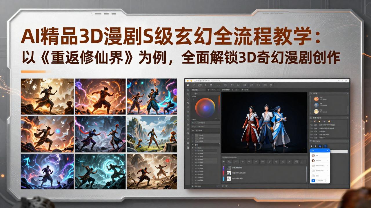 AI精品3D漫剧S级玄幻全流程教学：以《重返修仙界》为例，全面解锁3D奇幻漫剧创作-海之城短剧项目