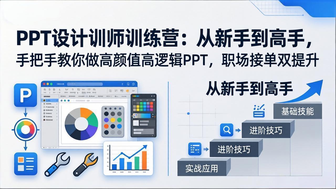 PPT设计训师训练营：从新手到高手，手把手教你做高颜值高逻辑PPT，职场接单双提升-海之城短剧项目