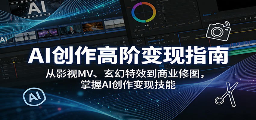 AI创作高阶变现指南：从影视MV、玄幻特效到商业修图，掌握AI创作变现技能-海之城短剧项目