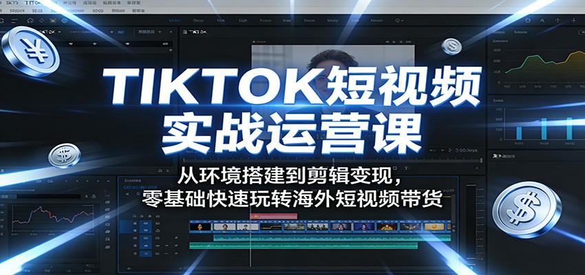 TIKTOK短视频实战运营课：从环境搭建到剪辑变现，零基础快速玩转海外短视频带货-海之城短剧项目