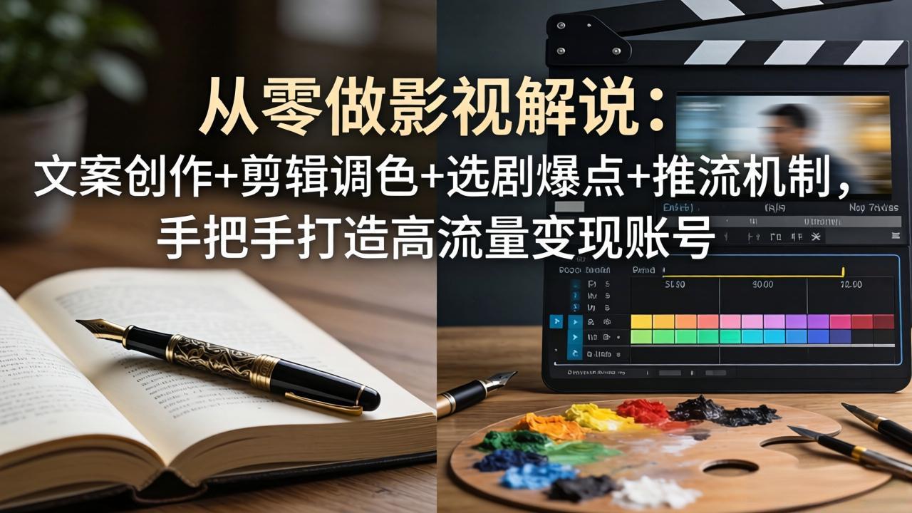 从零做影视解说：文案创作+剪辑调色+选剧爆点+推流机制，手把手打造高流量变现账号-海之城短剧项目