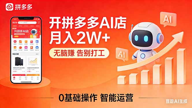 开一家拼多多AI店，月入2W+，无脑赚，告别打工，附SOP手册-海之城短剧项目