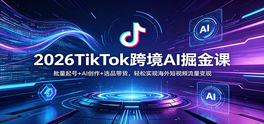 2026TikTok跨境AI掘金课：批量起号+AI创作+选品带货，轻松实现海外短视频流量变现-海之城短剧项目