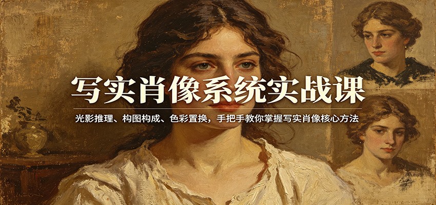 写实肖像系统实战课：光影推理、构图构成、色彩置换，手把手教你掌握写实肖像核心方法-海之城短剧项目