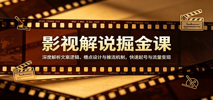 影视解说掘金课：深度解析文案逻辑、槽点设计与推流机制，快速起号与流量变现-海之城短剧项目