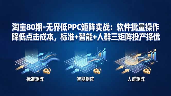 淘宝80期-无界低PPC矩阵实战：软件批量操作降低点击成本，标准+智能+人群三矩阵投产择优-海之城短剧项目