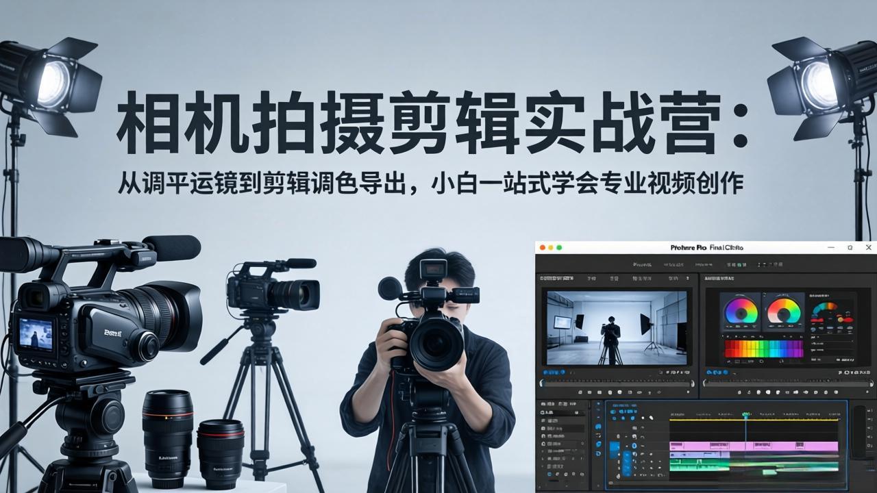 相机拍摄剪辑实战营：从调平运镜到剪辑调色导出，小白一站式学会专业视频创作-海之城短剧项目