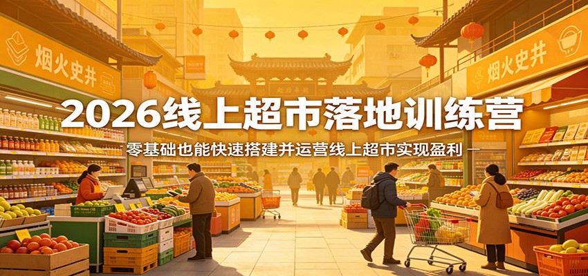 2026线上超市落地训练营，零基础也能快速搭建并运营线上超市实现盈利-海之城短剧项目