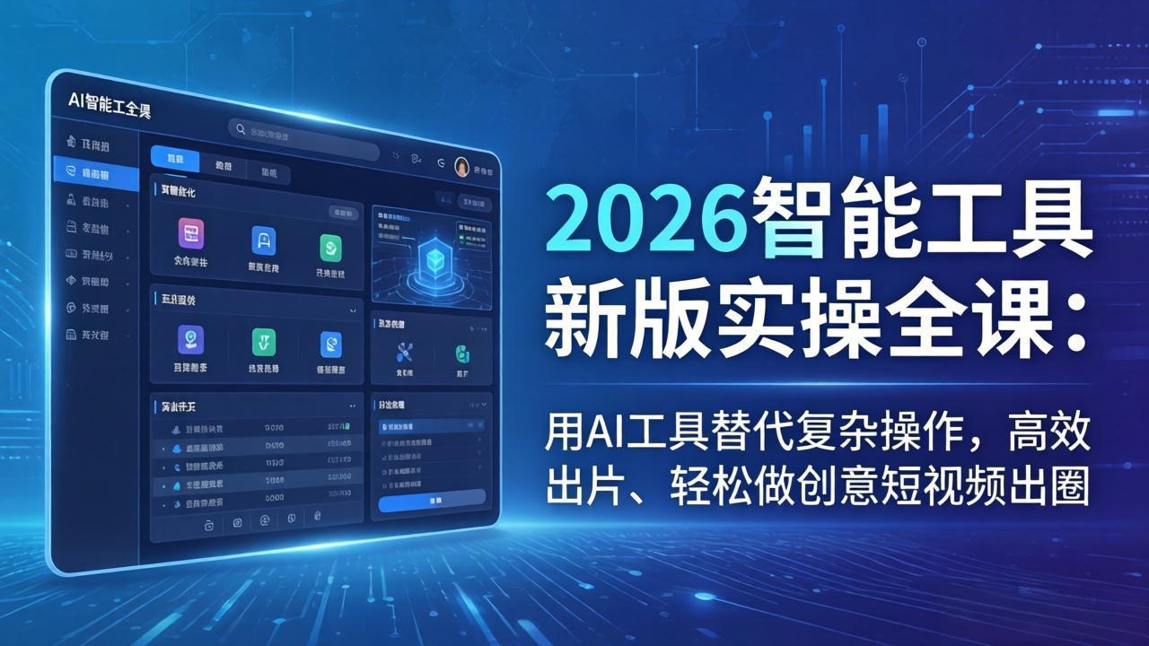 2026智能工具新版实操全课：用AI工具替代复杂操作，高效出片、轻松做创意短视频出圈-海之城短剧项目