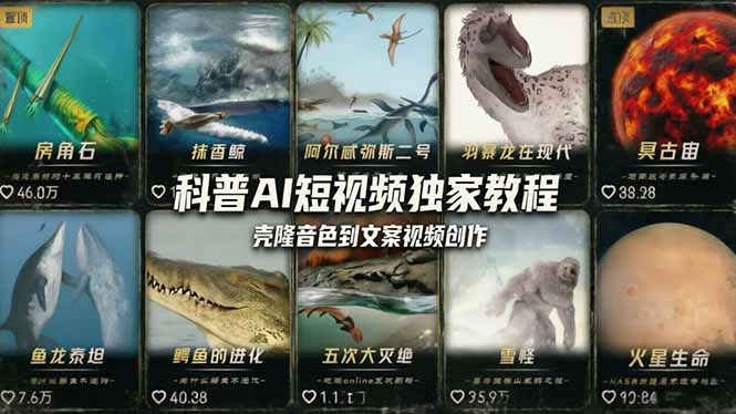 科普造物主AI短视频独家教程：从软件安装、壳隆音色到文案视频创作，零基础快速做爆款-海之城短剧项目