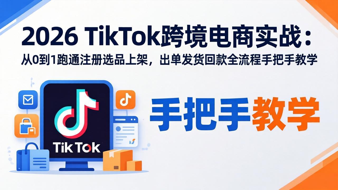 2026TikTok跨境电商实战-更新：从0到1跑通注册选品上架，出单发货回款全流程手把手教学-海之城短剧项目