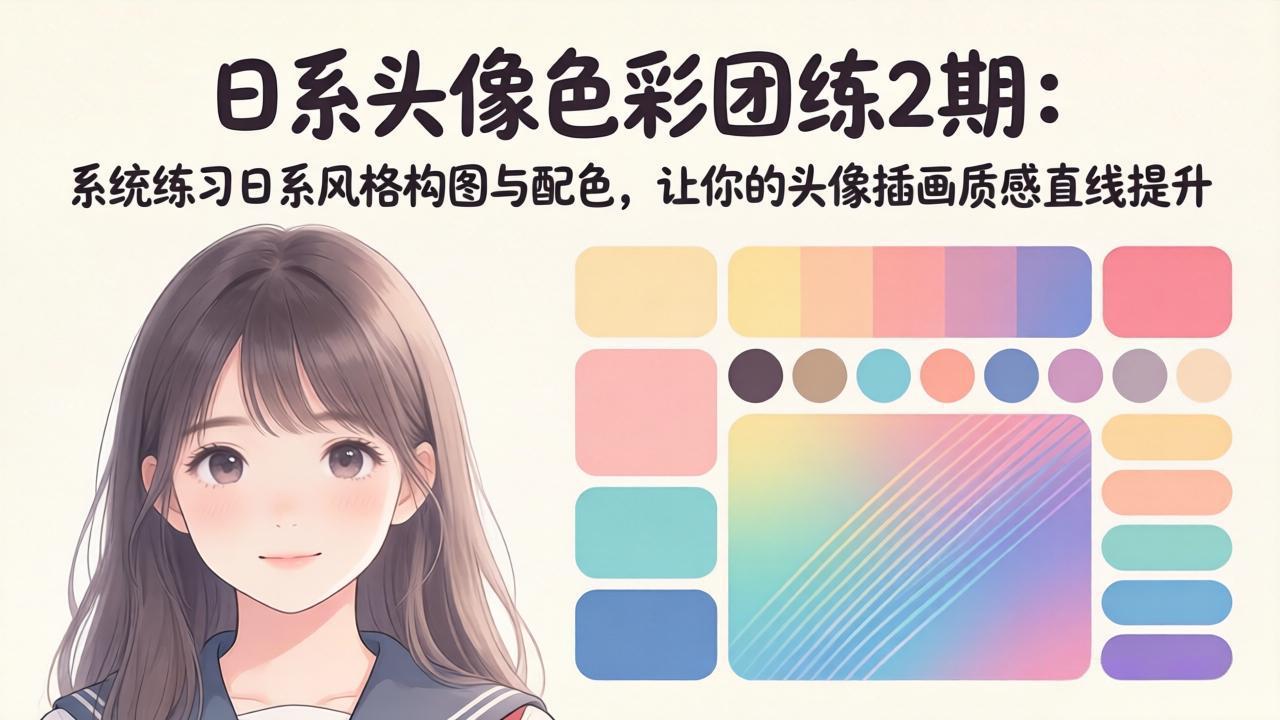 日系头像色彩团练2期：系统练习日系风格构图与配色，让你的头像插画质感直线提升-海之城短剧项目