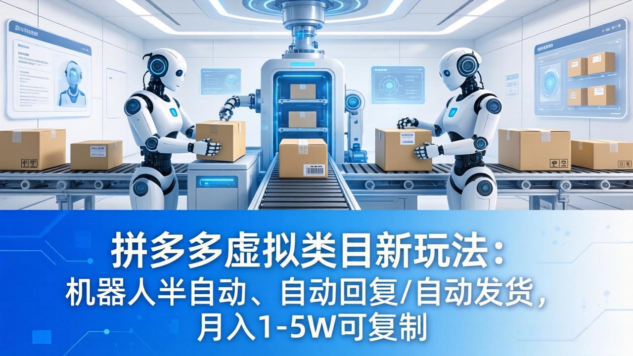 拼多多虚拟类目新玩法：机器人半自动、自动回复 /自动发货，月入 1-5W 可复制-海之城短剧项目