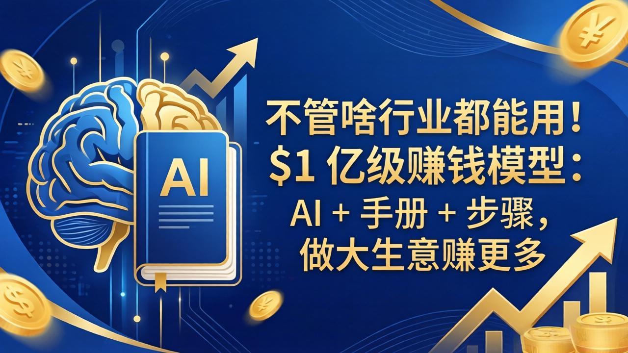 不管啥行业都能用！$1 亿级赚钱模型：AI + 手册 + 步骤，做大生意赚更多-海之城短剧项目